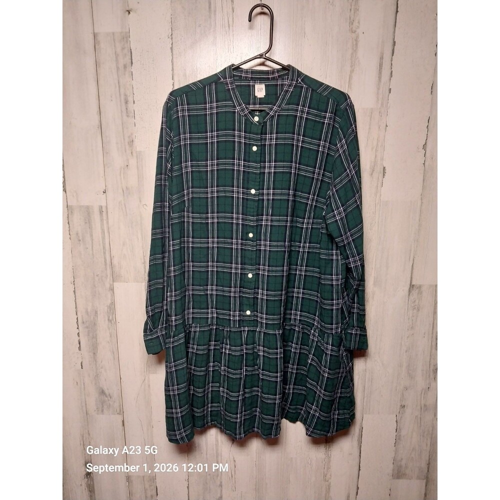 Gap Green and Navy Blue Plaid Mini Dress Women’s Size XXL